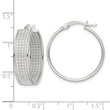 Sterling Silver Polished Fabric Glitter 6.85mm Round Hoop Earrings
