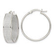 Sterling Silver Polished Fabric Glitter 6.85mm Round Hoop Earrings