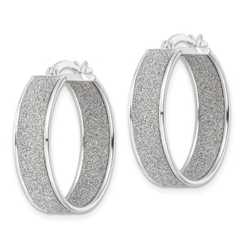 Sterling Silver Polished Fabric Glitter 6.85mm Round Hoop Earrings