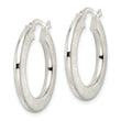 Sterling Silver Flat Brushed 2.5mm Round Hoop Earrings