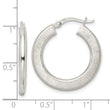 Sterling Silver Flat Brushed 2.5mm Round Hoop Earrings