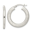 Sterling Silver Flat Brushed 2.5mm Round Hoop Earrings