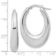 Sterling Silve Rhodium-plated Polished Hollow Oval Hoop Earrings