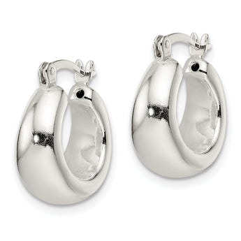 Sterling Silver Polished & Tapered Round Hoop Earrings