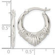 Sterling Silver Polished & Lasered D/C Scalloped Hoop Earrings