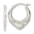 Sterling Silver Polished & Lasered D/C Scalloped Hoop Earrings