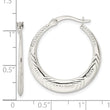 Sterling Silver Polished & Textured Knife Edge Round Hoop Earrings