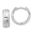 Sterling Silver Rhodium-plated Polished & Satin Wavy Hinged Hoop Earrings