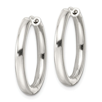 Sterling Silver Polished 3x25mm Hinged Tube Hoop Earrings
