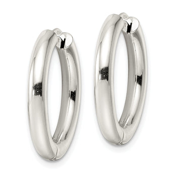 Sterling Silver Polished 3.5x25mm Hinged Tube Hoop Earrings