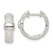 Sterling Silver Polished Basket Weave Hinged Hoop Earrings