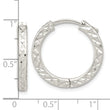 Sterling Silver Polished D/C Square Tube Locking Hoop Earrings