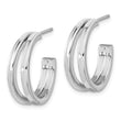 Sterling Silver Rhodium Plated Split Design Hoop Post Earrings
