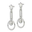 Sterling Silver Polished Star and Circle Post Dangle Earrings