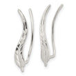 Sterling Silver Polished & Textured Wavy Leaf Dangle Earrings - Birthstone Company