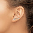 Sterling Silver Polished & Textured Wavy Leaf Dangle Earrings - Birthstone Company