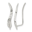 Sterling Silver Polished & Textured Wavy Leaf Dangle Earrings - Birthstone Company
