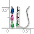 Sterling Silver RH-plated Polished Multi-color Pear CZ Ear Climber Earrings - Birthstone Company