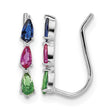 Sterling Silver RH-plated Polished Multi-color Pear CZ Ear Climber Earrings - Birthstone Company