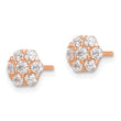 Sterling Silver Rose-tone Polished CZ Flower Post Earrings