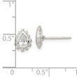 Sterling Silver Polished & Beaded Edge Pear CZ Post Earrings