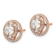 Sterling Silver Rose-tone Polished 6mm CZ Stud w/ Jackets Earrings - Birthstone Company