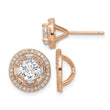 Sterling Silver Rose-tone Polished 6mm CZ Stud w/ Jackets Earrings - Birthstone Company