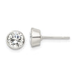 Sterling Silver Polished 6mm Round CZ Bezel Set Stud Earrings