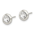 Sterling Silver Polished 8mm Round CZ Bezel Set Stud Earrings