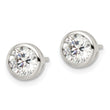 Sterling Silver Rhod-plated Polished 6mm Round CZ Bezel Set Stud Earrings