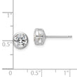 Sterling Silver Rhod-plated Polished 6mm Round CZ Bezel Set Stud Earrings