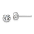 Sterling Silver Rhod-plated Polished 6mm Round CZ Bezel Set Stud Earrings