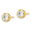 Sterling Silver Gold-tone Polished 6mm Round CZ Bezel Set Stud Earrings