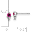 Sterling Silver Rhodium-plated Polished Red & White CZ Post Earrings