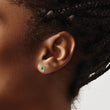 Sterling Silver Rhodium-plated Polished Green & White CZ Post Earrings