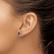 Sterling Silver Rose-tone w/ Black Rhodium-plated Accent Brown & White CZ Round Halo Post Earrings - Birthstone Company
