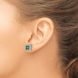 Sterling Silver Rhod-plated Polished Green & White CZ Clover Post Earrings