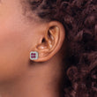 Sterling Silver Rhodium-plated Created Ruby and CZ Clover Post Earrings - Birthstone Company