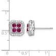 Sterling Silver Rhodium-plated Created Ruby and CZ Clover Post Earrings - Birthstone Company