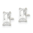 Sterling Silver Polished 6x3mm Emerald-shape CZ Stud Earrings