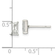 Sterling Silver Polished 6x3mm Emerald-shape CZ Stud Earrings