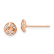 Sterling Silver Rose-tone Polished CZ Circle Post Earrings