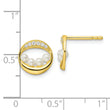 Sterling Silver Gold-tone CZ & Shell Pearl Post Earrings