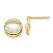 Sterling Silver Gold-tone CZ & Shell Pearl Post Earrings