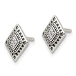 Sterling Silver Polished & Antiqued CZ Diamond-shape Post Earrings