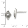 Sterling Silver Polished & Antiqued CZ Diamond-shape Post Earrings