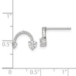 Sterling Silver Rhodium-plated Polished CZ Half Circle Post Earrings