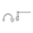 Sterling Silver Rhodium-plated Polished CZ Half Circle Post Earrings