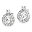 Sterling Silver Rhodium-plated Polished CZ Halo Circle Post Earrings - Birthstone Company
