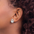 Sterling Silver Rhodium-plated Polished CZ Halo Circle Post Earrings - Birthstone Company